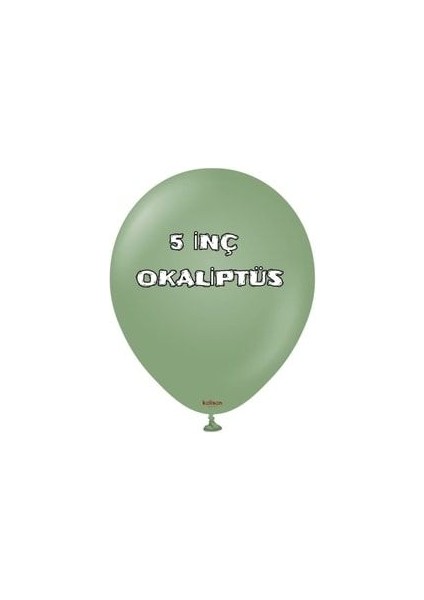 Kalisan Retro Okaliptus 5 Inç Küçük Boy 10 Adet Retro Pastel Mat Balon