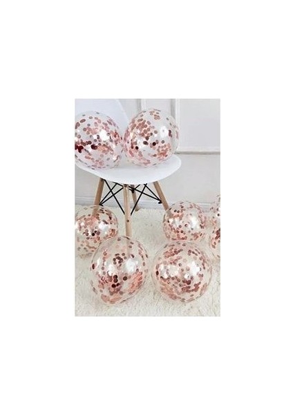 Rose Gold Konfetili Şeffaf Balon 10 Adet 30 cm Pullu Balon Balon Pulu Şeffaf Balon