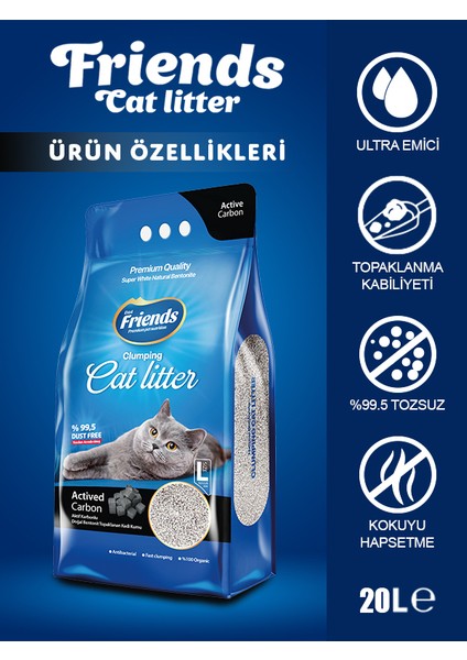 Actived Carbon Topaklaşan 20 Litre Kedi Kumu