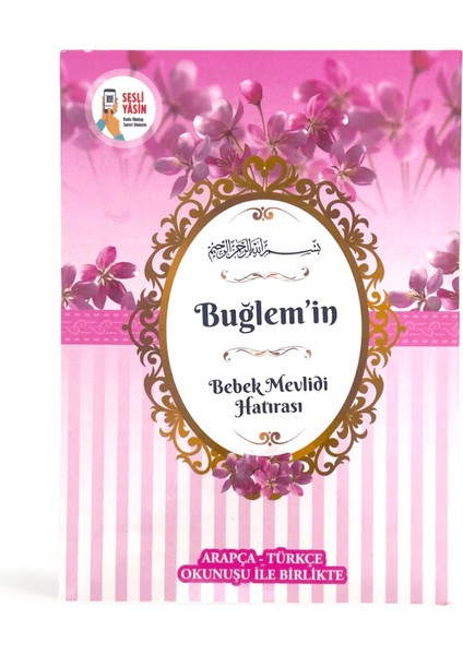 Hediyelik Pembe Renk Çiçek Motifli Yasin Cüzü Tesbihli Mevlüt Seti - 10'lu Paket