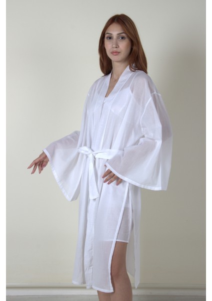 Kadın Pijama Takımı Yırtmaçlı Sabahlık Kimono