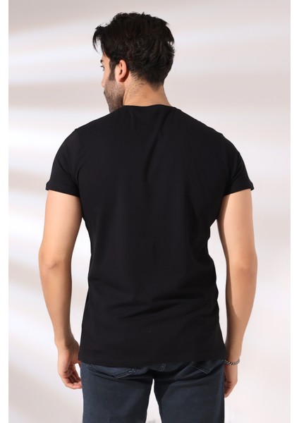 V Yaka Regular Fit Compact Pamuklu Esnek T-Shirt 19953 Siyah fırsatları