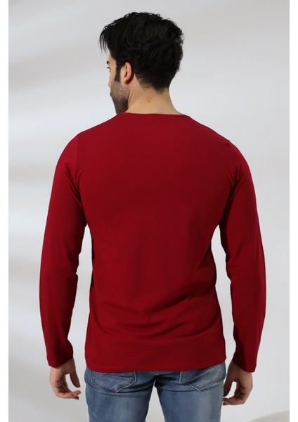Compact Penye Likralı Regular Fit Uzun Kol V Yaka T-Shirt 19647 Bordo fırsatları