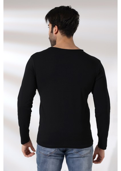 Compact Penye Likralı Regular Fit Uzun Kol Pis V Yaka T-Shirt 19698 Siyah fırsatları