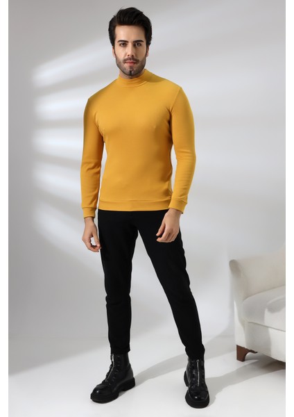 Yarım Balıkçı Kaşkorse Sweatshirt 20362 Hardal