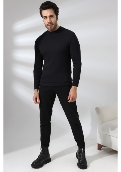 Yarım Balıkçı Kaşkorse Sweatshirt 20362 Siyah
