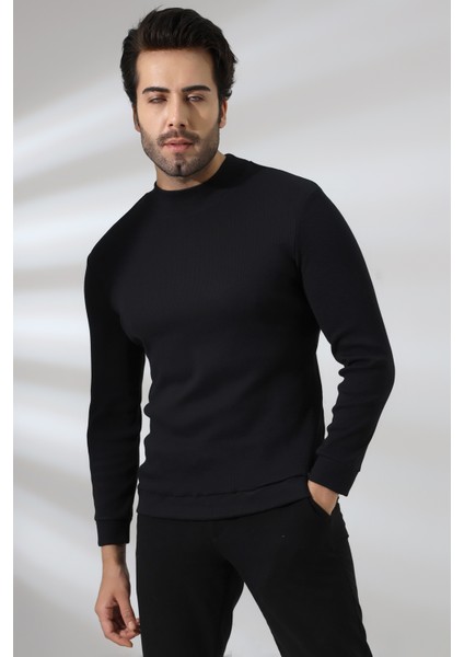 Yarım Balıkçı Kaşkorse Sweatshirt 20362 Siyah