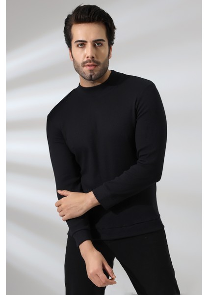 Yarım Balıkçı Kaşkorse Sweatshirt 20362 Siyah