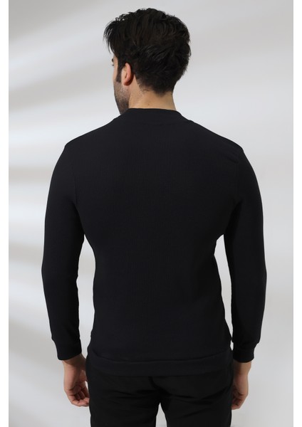 Yarım Balıkçı Kaşkorse Sweatshirt 20362 Siyah