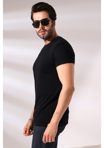 Regular Fit Erkek T- Shirt 19952 Siyah modelleri