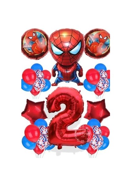 Spiderman Tema Rakamlı Balon Seti Örümcek Adam Temalı Balon Seti