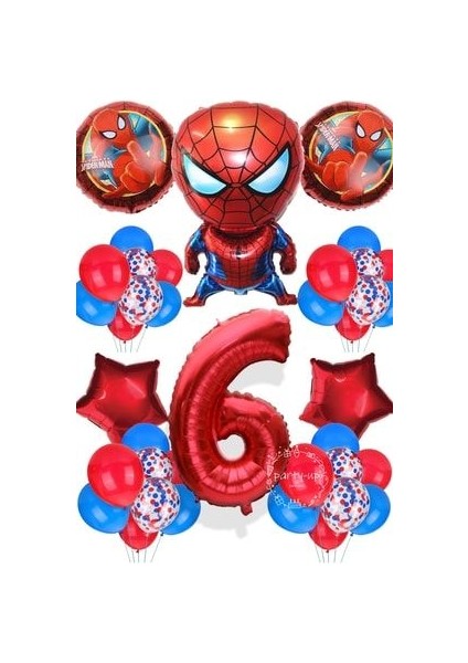 Spiderman Tema Rakamlı Balon Seti Örümcek Adam Temalı Balon Seti