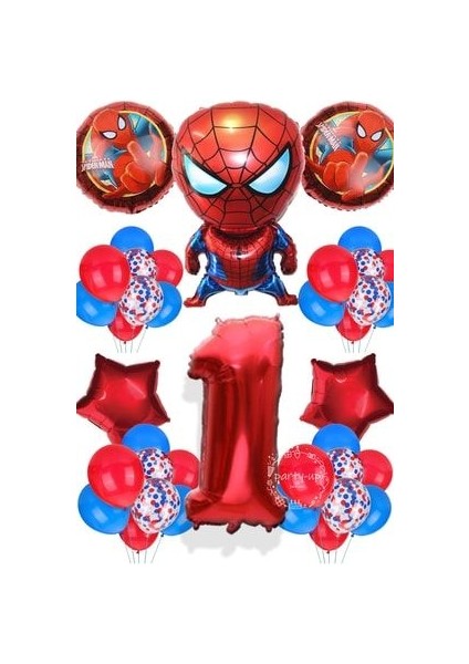 Spiderman Tema Rakamlı Balon Seti Örümcek Adam Temalı Balon Seti