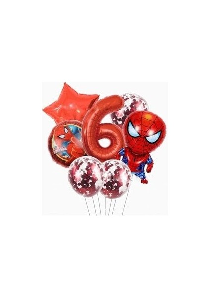 Örümcek Adam Balon Seti Rakam Balon Pullu Şeffaf Balon Spiderman Balon