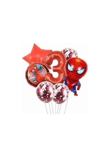 Örümcek Adam Balon Seti Rakam Balon Pullu Şeffaf Balon Spiderman Balon
