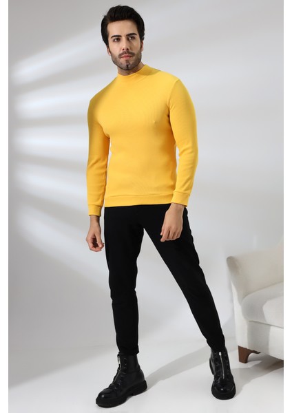 Yarım Balıkçı Kaşkorse Sweatshirt 20362 Sarı