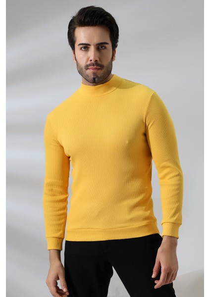 Yarım Balıkçı Kaşkorse Sweatshirt 20362 Sarı