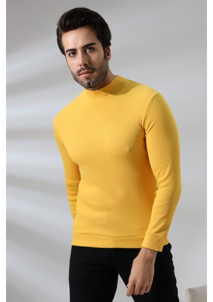 Yarım Balıkçı Kaşkorse Sweatshirt 20362 Sarı
