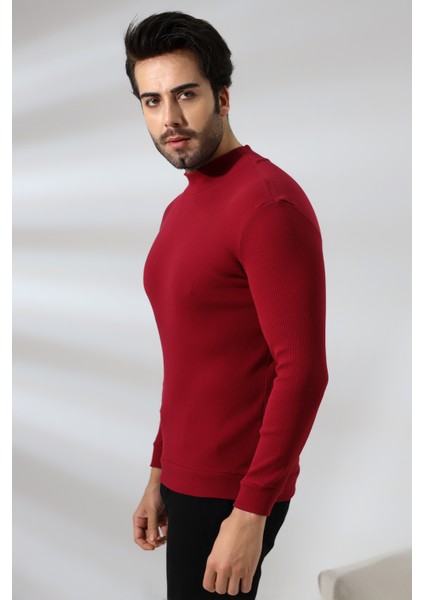 Yarım Balıkçı Kaşkorse Sweatshirt 20362 Bordo