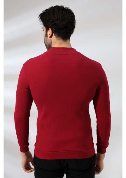 Yarım Balıkçı Kaşkorse Sweatshirt 20362 Bordo