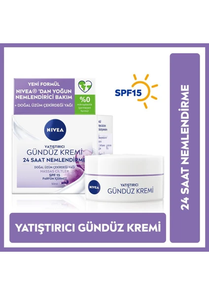 Yatıştırıcı Gündüz Yüz Bakım Kremi 50ML, Nemlendirici, SPF15 Güneş Koruması, Hassas Ciltler