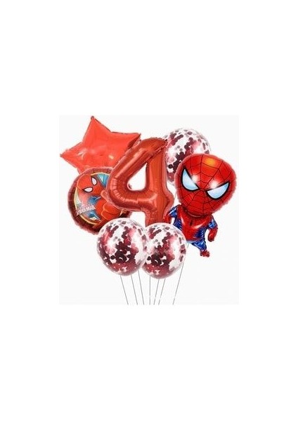 Örümcek Adam Balon Seti Rakam Balon Pullu Şeffaf Balon Spiderman Balon