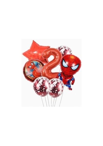 Örümcek Adam Balon Seti Rakam Balon Pullu Şeffaf Balon Spiderman Balon