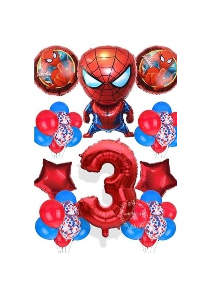 Spiderman Tema Rakamlı Balon Seti Örümcek Adam Temalı Balon Seti