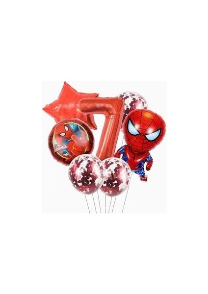 Örümcek Adam Balon Seti Rakam Balon Pullu Şeffaf Balon Spiderman Balon