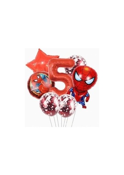 Örümcek Adam Balon Seti Rakam Balon Pullu Şeffaf Balon Spiderman Balon