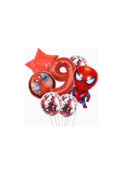 Örümcek Adam Balon Seti Rakam Balon Pullu Şeffaf Balon Spiderman Balon