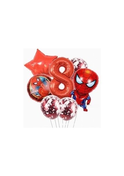 Örümcek Adam Balon Seti Rakam Balon Pullu Şeffaf Balon Spiderman Balon