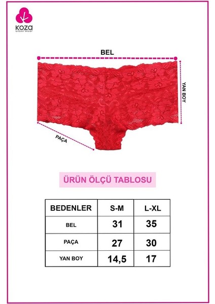 Kadın 3'lü Dantelli Şort Boxer Külot