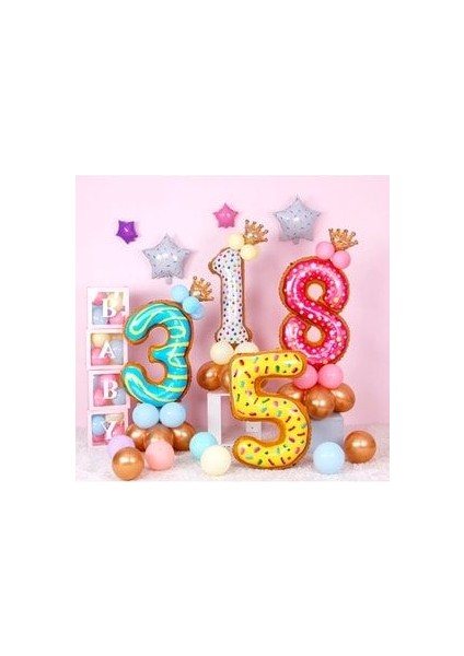 Rakam Balon Karşılama Seti Pasta Desenli Altın Kral Taçlı fiyatları