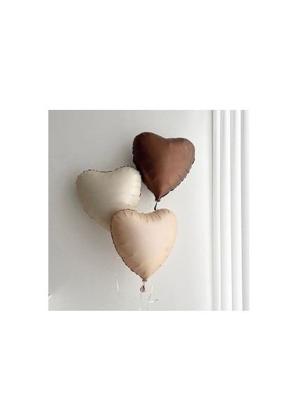 Krem Rakam Balonlu Folyo Kalp Kahverengi Tonları Karşılama Seti modelleri