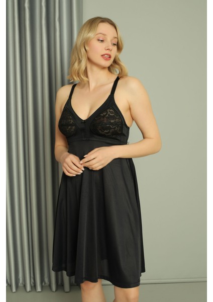 Siyah Dantelli Toparlayıcı Sütyen Kombinezon