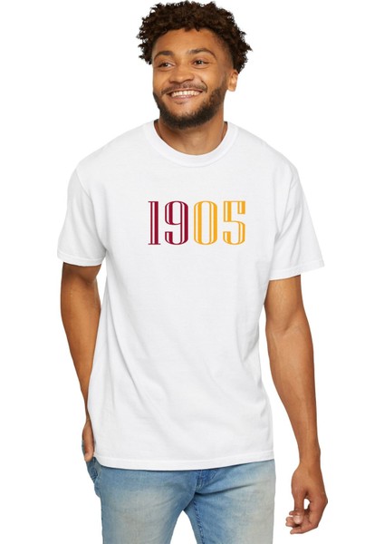 Sarı Kırmızı 1905 Baskılı Erkek Oversize Tişört
