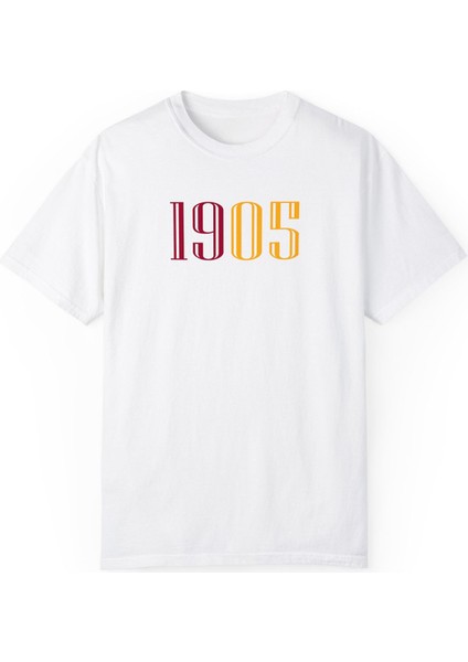 Sarı Kırmızı 1905 Baskılı Erkek Oversize Tişört