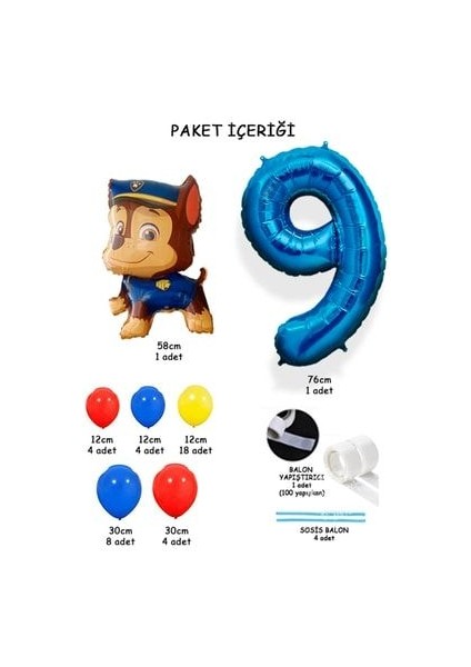 Mavi Rakam Balonlu Paw Patrol Karakterleri Balon Karşılama Seti Pençe Çetesi fiyatları