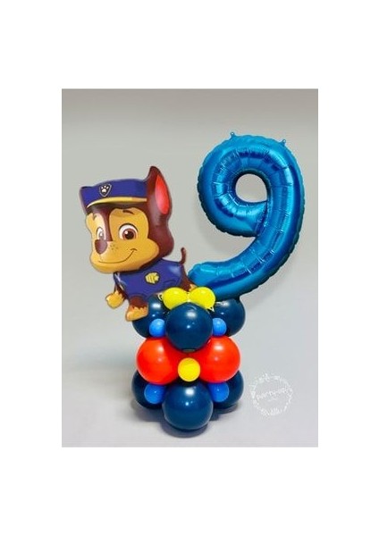 Mavi Rakam Balonlu Paw Patrol Karakterleri Balon Karşılama Seti Pençe Çetesi