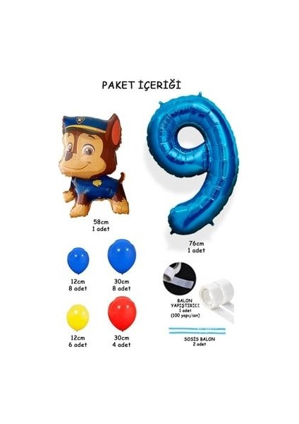 Mavi Rakam Balonlu Paw Patrol Karakterleri Balon Karşılama Seti Pençe Çetesi fiyatları