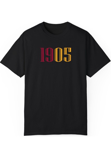 Sarı Kırmızı 1905 Baskılı Erkek Oversize Tişört modelleri