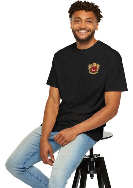Türk Bayrağı Logolu Erkek Oversize Tişört