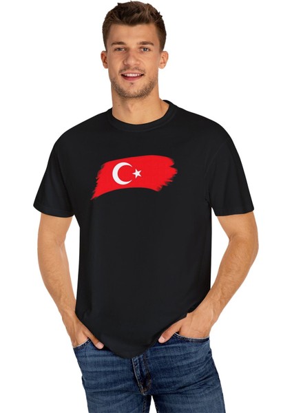 Türk Bayrağı Baskılı Siyah Tişört fiyatları