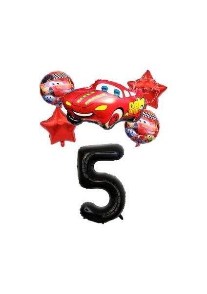 Şimşek Mcqueen Arabalar Cars Temalı Rakam Balonlu 6'lı Set