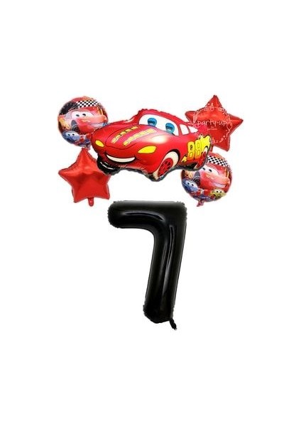 Şimşek Mcqueen Arabalar Cars Temalı Rakam Balonlu 6'lı Set