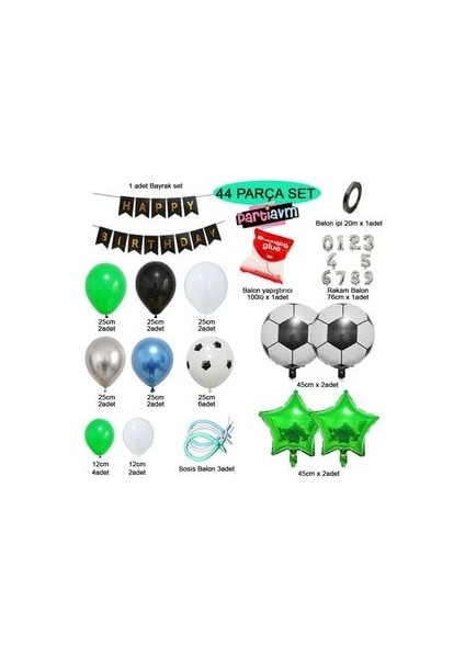 Futbol Temalı Balon Seti Happy Birthday Banner Futbol Topu Rakam Balon Seçenekli 1-9 Yaş fiyatları