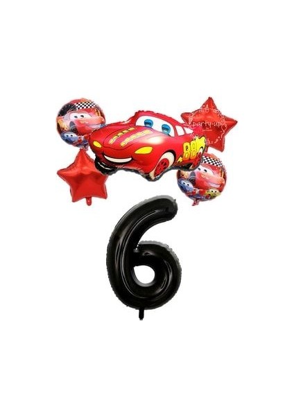 Şimşek Mcqueen Arabalar Cars Temalı Rakam Balonlu 6'lı Set