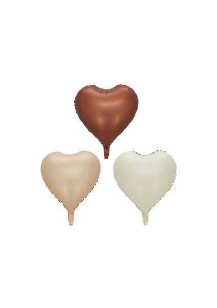 Krem Rakam Balonlu Folyo Kalp Kahverengi Tonları Karşılama Seti modelleri