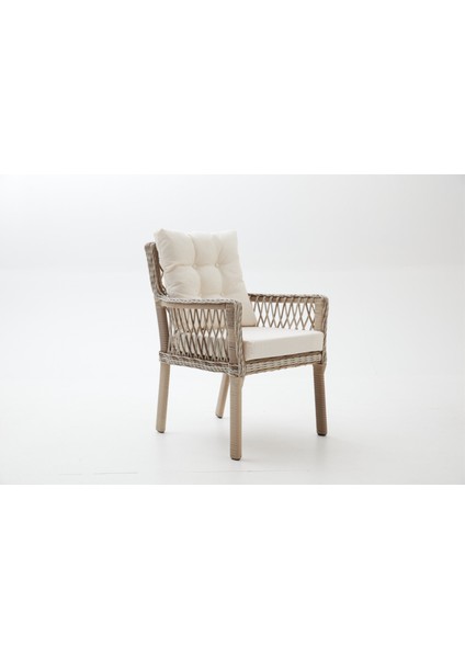 Divona Home Polo Modern Rattan Bahçe Balkon Oturma Grubu (3+1+1+S)